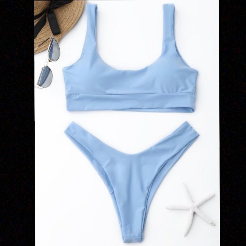 Zaful light blue scoop neck bikini